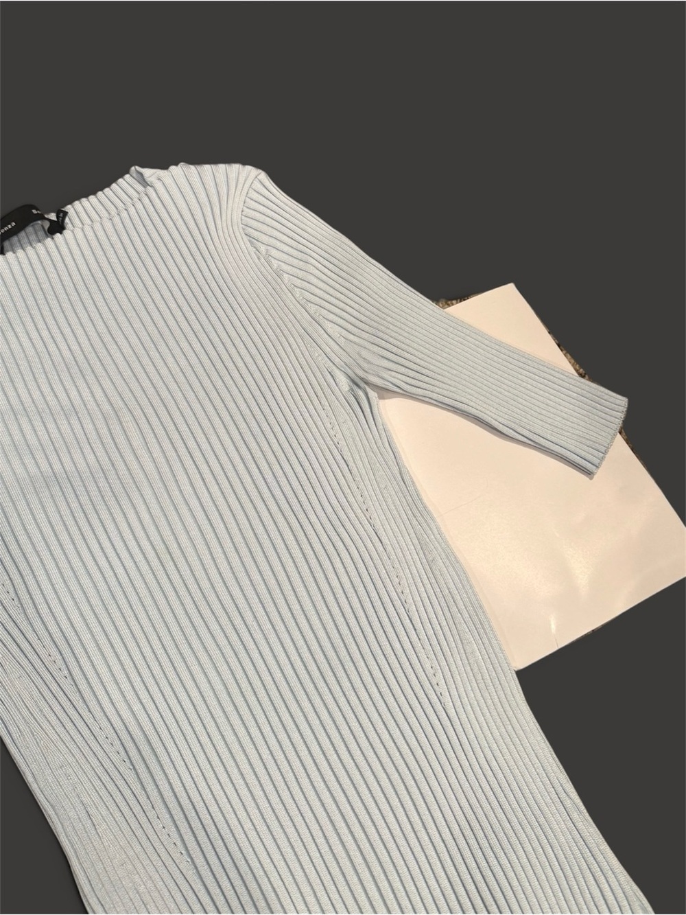 Proenza Schouler Elegant Ribbed Light Blue Women’s Sweater - Picture 4 of 7